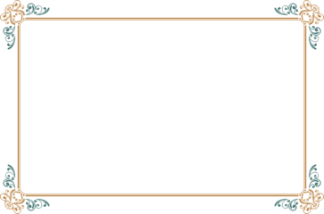 Elements of ornate vintage frames. Border green and gold on white classic swirls, floral motifs. Design print for greeting cards, wedding invitations, restaurant menu, royal certificates. Set 1415