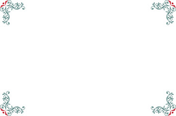 Elements of ornate vintage frames. Border green and gold on white classic swirls, floral motifs. Design print for greeting cards, wedding invitations, restaurant menu, royal certificates. Set 1421