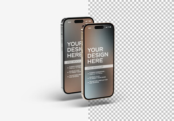 Two Smartphones With Shadows Floating On White Mockup