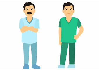 Two Cartoon Healthcare Workers, Different Looks
