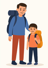 Father And Son Ready For Outdoor Adventure Together
