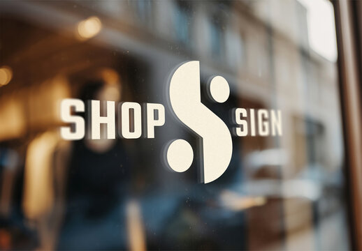 Logo Mockup On A Shop Window Glass
