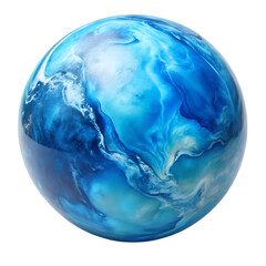 Beautiful abstract planet sphere with blue and white swirls on black background