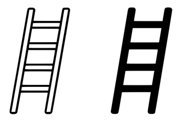 Minimalist icon, ladder vector, black and white, outline and silhouette