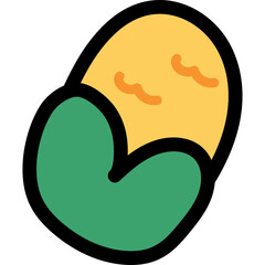 Hand Drawn Style Corn Cob With Yellow Kernels And Green Husks Against A Transparent Background Simple Icon Vector Illustration