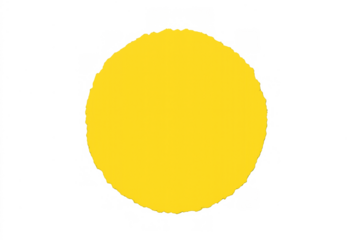 Yellow circle with textured, uneven edges, symbolizing sun, warmth, or a simple design element on a transparent background