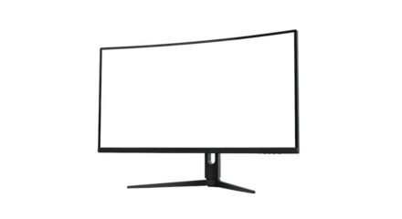 Curved computer monitor screen with stand on background isolated on a transparent background curved screen