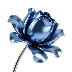 Metallic blue rose with modern chrome stem, elegant floral presentation