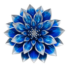 Stunning blue metallic dahlia flower with silver accents for elegant design work