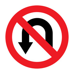 No u turn sign, road sign, traffic sign indicating directions of travel