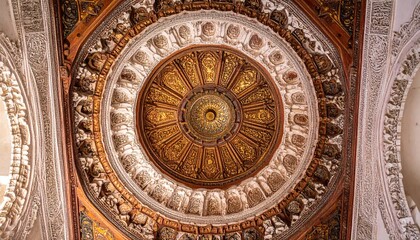 Obraz premium Ornate, layered ceiling with concentric circles and patterns