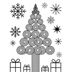 set of christmas tree and christmas accessories vector icons
