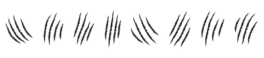 Animals claw scratches icons set, Claw scratch icon set. Animal scratches. Claws silhouette, vector illustration