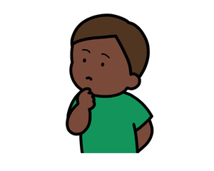 考える　黒人の男の子