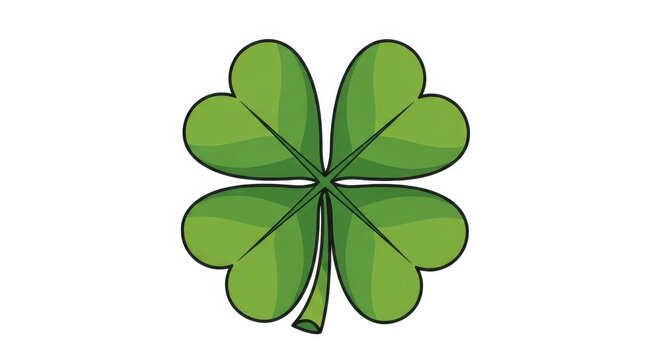 Vibrant green four-leaf clover illustration symbolizing luck, perfect for festive seasonal designs