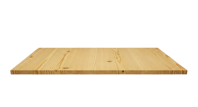 Light colored wooden plank surface with visible grain and knots isolated on a transparent background - Powered by Adobe