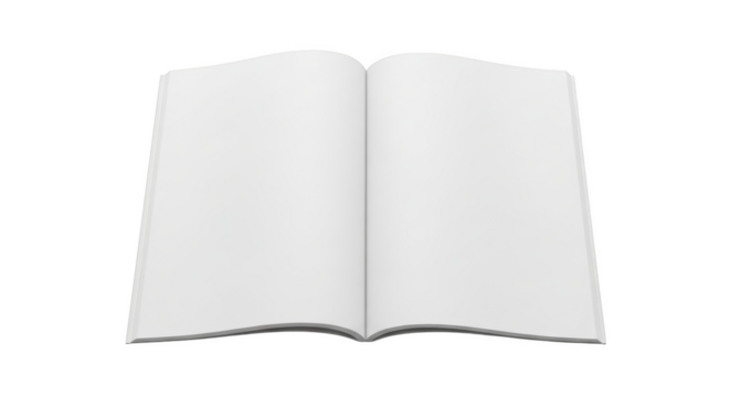 Open blank white book with clean pages and soft curves isolated on a transparent background image - Powered by Adobe