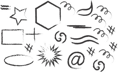 Fototapeta premium star, flower decoration symbols. Simple sketch line style emphasis, attention, graphic elements. Vector illustration