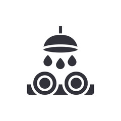 Dishes Under Shower Head Solid Icon For Home Cleaning