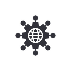 Global Connection System Network Hub Flat Icon Symbol
