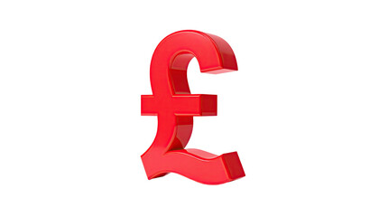 3D Rendered red Pound symbol on a black background, glossy, shiny, isolated