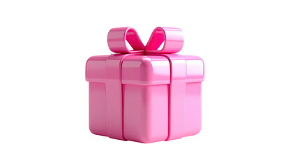 Pink present box with a tied bow, isolated on a black background