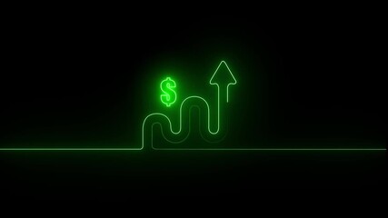NEON Business growth and success, dollar sign ecommerce  economy, film - moving image finance and economy financial financial item focus..  business graph chart animation with dollar sign. - Powered by Adobe