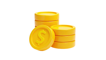 Three stacks of golden coins, one individual coin faces the viewer