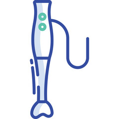 Handheld Blender With Blue Handle And White Body Two Green Buttons And Curved Blue Cord Isolated On Transparent Background