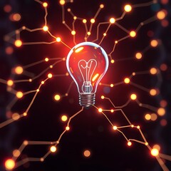 Abstract representation of an idea forming, with glowing lines and connections,  network,  concept