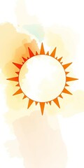 Sun outline with subtle watercolor texture, artistic and soft,  paint, sun