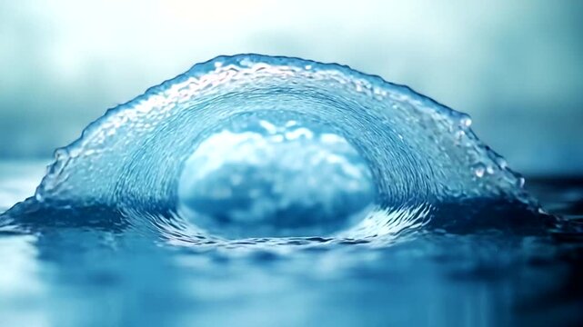 Close-up of a water wave cresting in serene setting