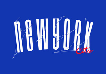 Retro college varsity typography new york city slogan with grunge effect for jersey, t-shirt, or wall art design - Vector