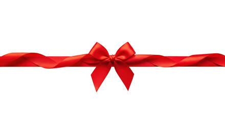 Red satin ribbon tied in a bow across a background isolated on a transparent background red ribbon silk