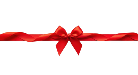 Red satin ribbon tied in a bow across a background isolated on a transparent background red ribbon silk