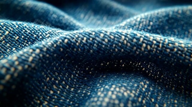 Close-up of textured blue fabric showcasing weave patterns