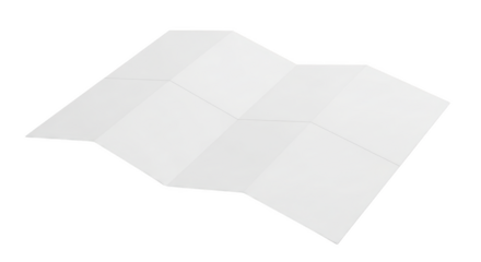 Unfolded white paper map with geometric folds and creases isolated on a transparent background image