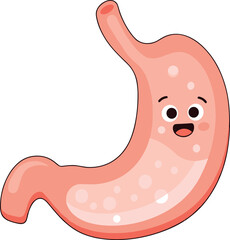 Obraz premium Cartoon Stomach Character Smiling Demonstrating Happy Digestive Wellbeing
