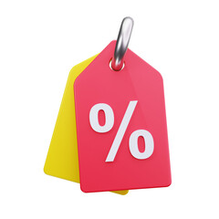 3D Red Sale Discount Tag Icon