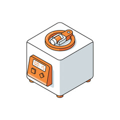 Isometric 3D cube icon representing a laboratory vortex mixer, perfect for scientific or medical illustrations and tech concepts