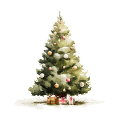 Stylized watercolor Decorating Tree vector, modern artistic illustration with high-quality details on a pure white background.