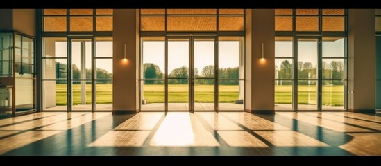 intricate, detailed, hyper-realistic, 8k, award-winning, cinematic, large glass windows, lobby, interior design, sunlight, reflections, architecture, symmetry, minimalist, high-quality, beautiful
