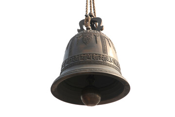 Fototapeta premium Antique ornate metal bell hanging isolated on transparent background