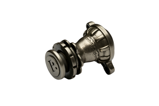 Close up of a complex metallic mechanical part isolated on transparent background - Powered by Adobe