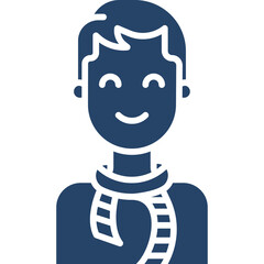 Happy Person Wearing A Scarf With A Transparant Background And A Dark Blue Silhouette Representing A Joyful Character