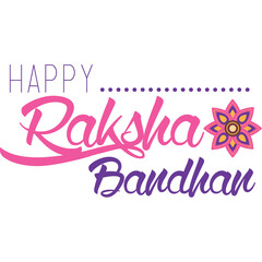Happy Raksha Bandhan Decorative Text With Floral Motif And Dotted Line Accent