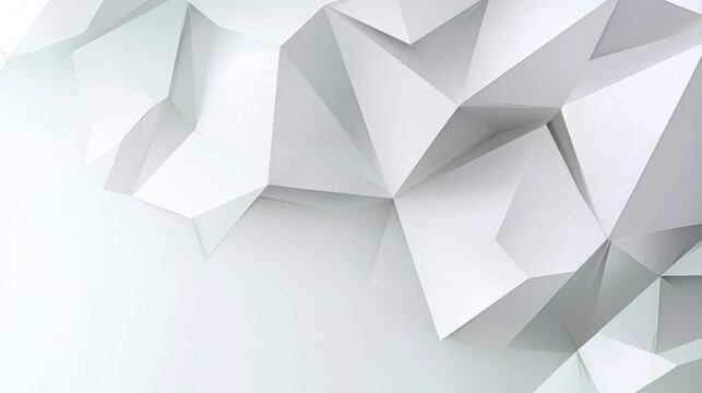 Creative use of abstract triangles on a polygonal white background for innovative visuals.