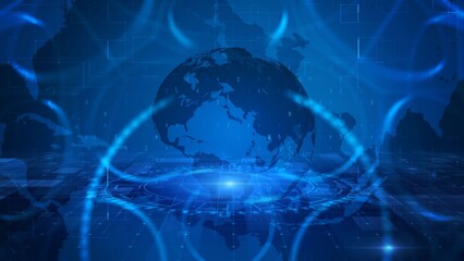 Futuristic Blue Digital Globe with Abstract Technology Background