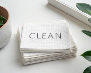 Neatly Stacked Recyclable Paper with Clean Label