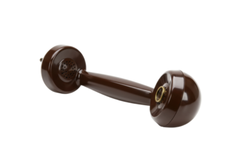 Isolated vintage handset, antique telephone receiver, communication equipment, old, brown, phone style